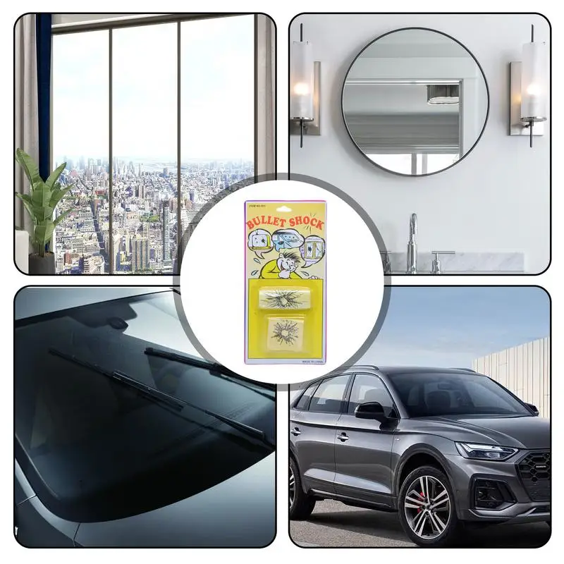 Glass Bullet Hole Stickers Funny Shot Sticker Broken Screen Prank Decals Fake Bullet Shot Sticker Ultra-Realistic Fake Bullets