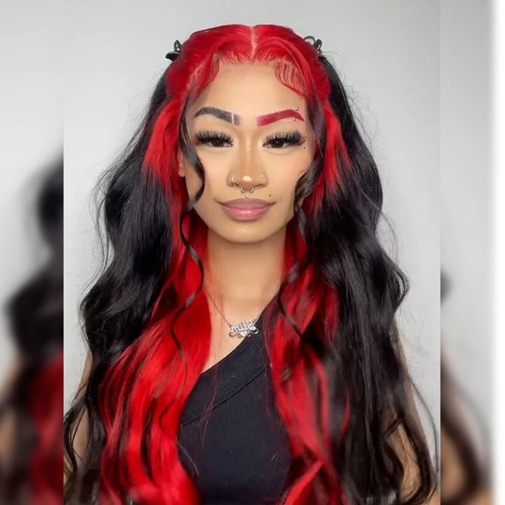 Charisma Synthetic Lace Front Wig Long Silky Straight Hair Soft Lace Front Wigs For Women Middle Part Red Black Wigs