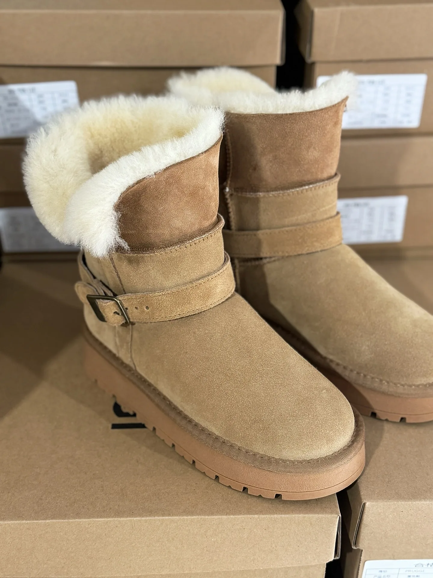 

2026 Winter New Women High Top Platform Snow Boots Genuine Leather Wool Convertible Riding Boots Fashion Ankle Boots