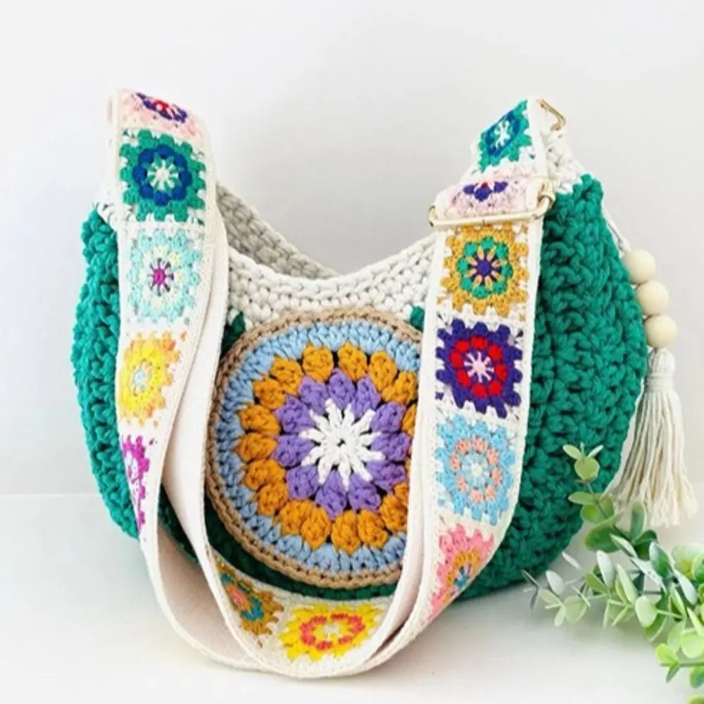 Crochet Flower Bag Strap Durable Colorful Women Bag Band Comfortable Lightweight Cross Body Bag Handle Women