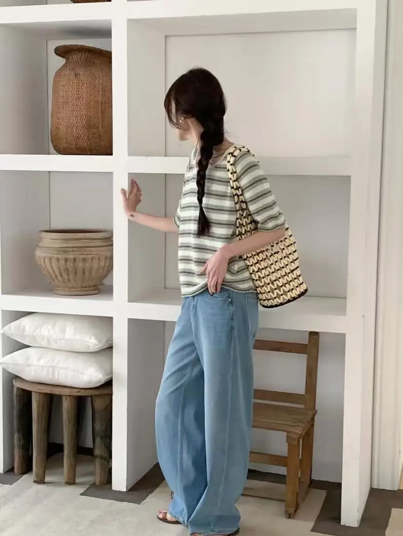 Sommerliches neues lockeres, dünnes Kurzarm-Oberteil, einfach und vielseitig, mit einem schlankmachenden und stilvollen Look – Detail 5