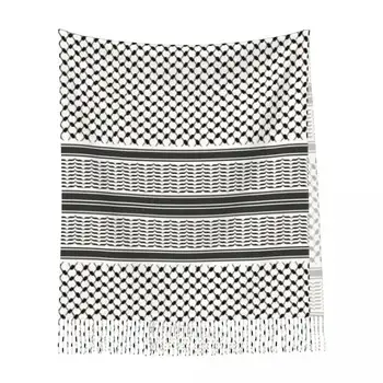 巴勒斯坦庫菲亞圖案設計原創黑白凱菲耶圍巾流蘇披肩和圍巾大號秋季披肩 6 最佳銷售 巴勒斯坦頭巾(阿拉伯頭巾) - №6