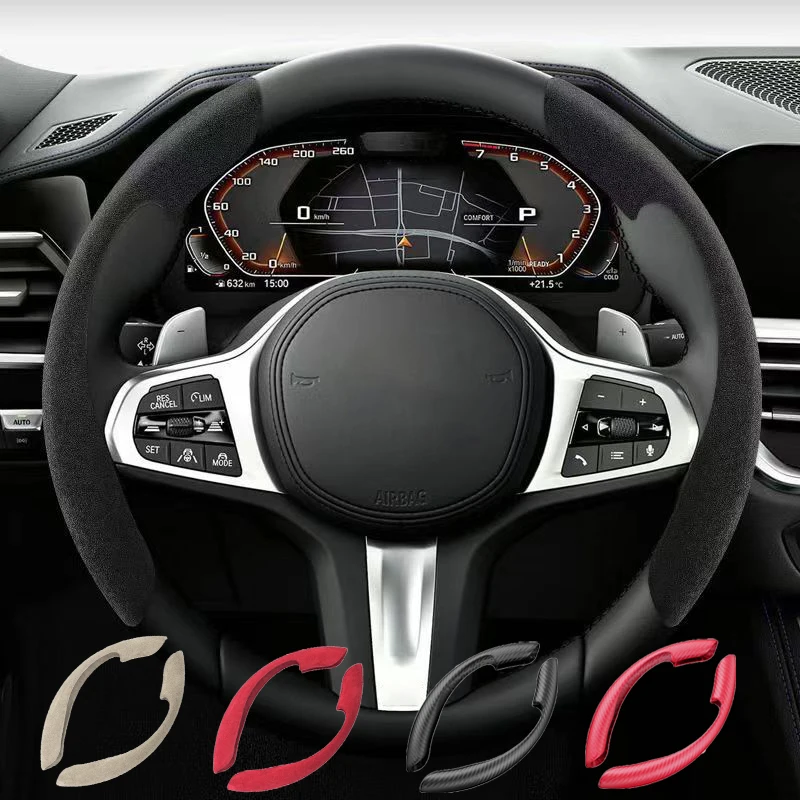 Ultra-thin Suede Steering Wheel Cover Non-slip D-shaped Breathable For Porsche Compatible 911 718 928 968 992 Boxster Cayman