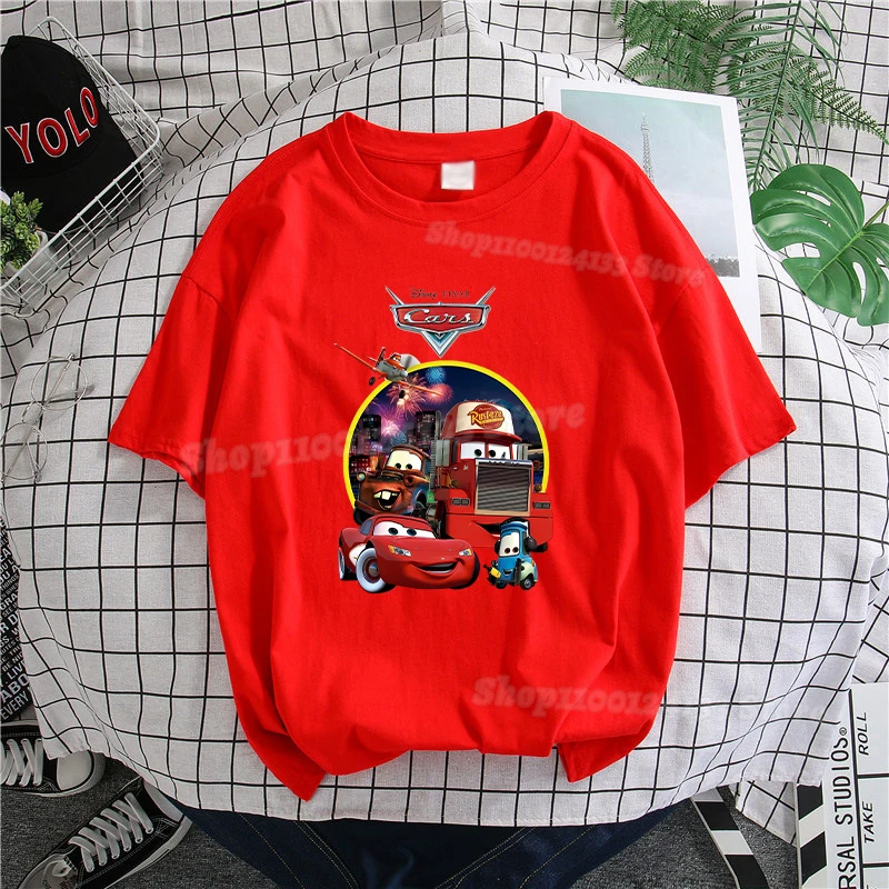 Herren-T-Shirt aus Baumwolle, niedliches Auto-Motiv, Anime, Damen, Y2K-T-Shirt, kurzärmelig, Sommer, Kawaii, Partykleidung, Oberteil – Detail 6