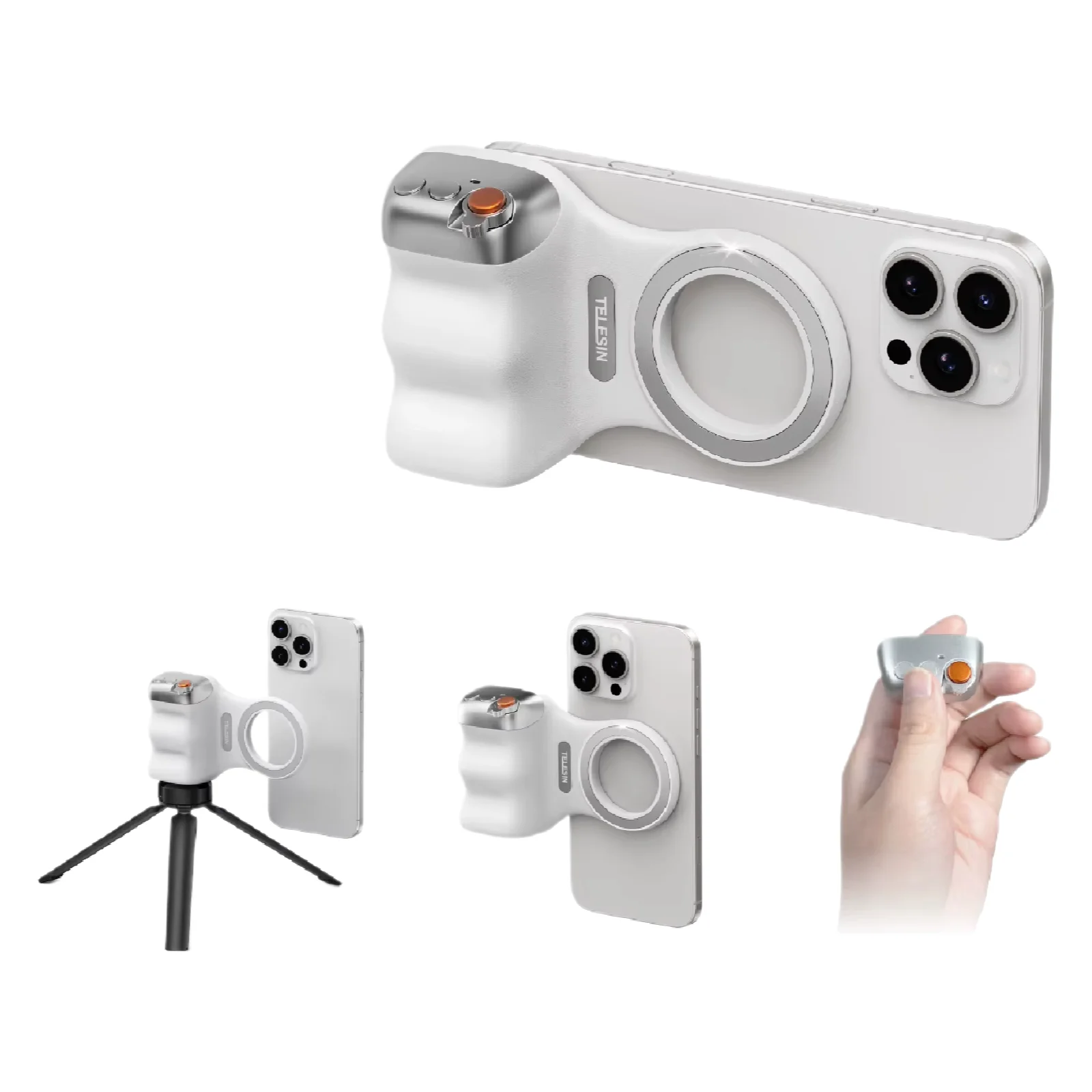 

Magnetic Phone Camera Shoot Hand Grip BT Remote Control Handle for Vlogs and Selfies Compatible with Iphone 16/15/14 Pro Max