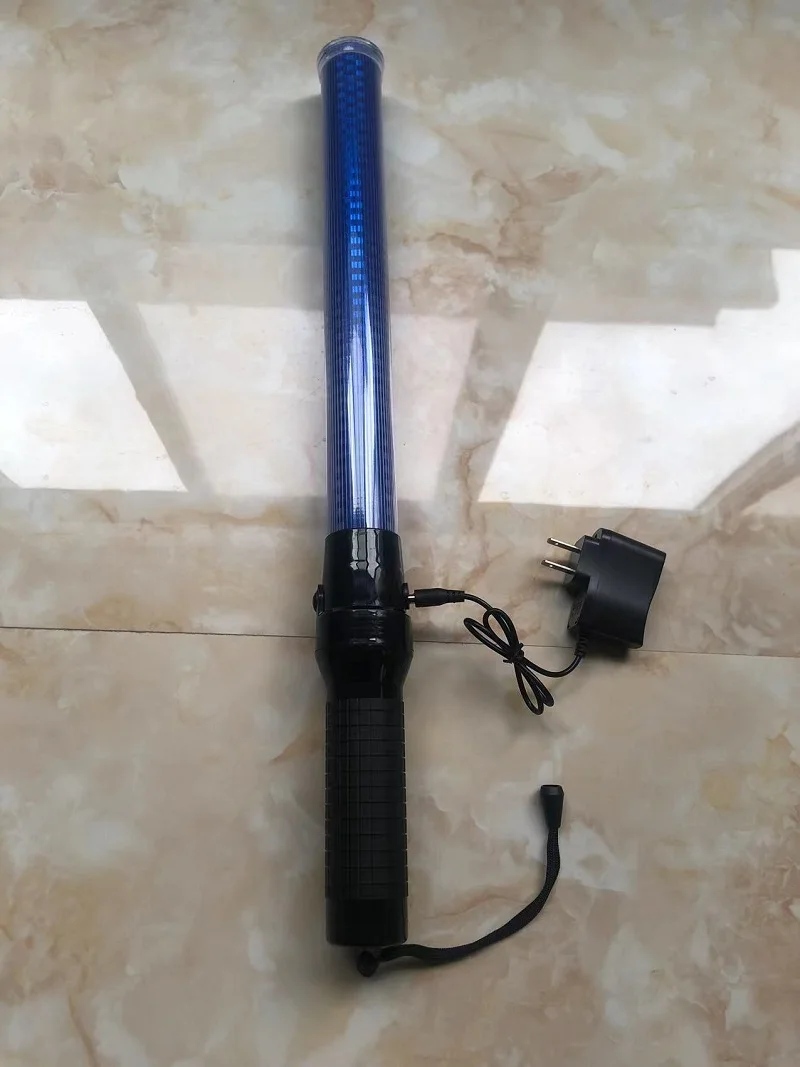 540mm Built-in Rechargeable LED Blue Warning Light Fluorescent Wand Traffic Baton