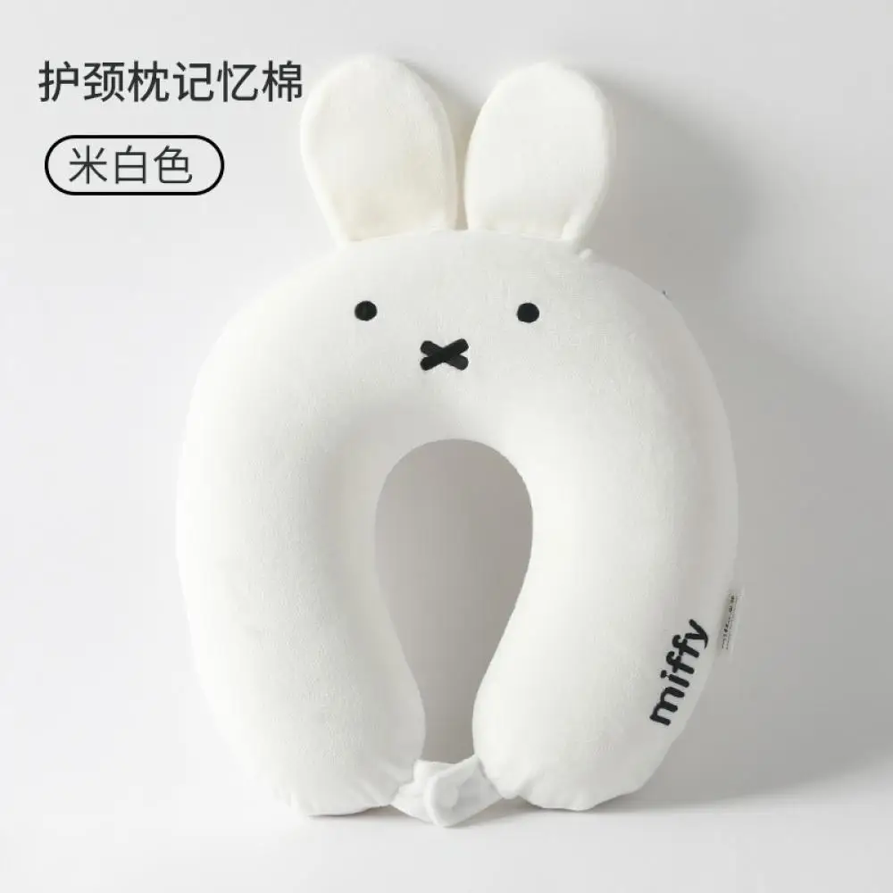 Miffy Rabbit U-Shaped Pillow Miniso Cute Anime Cartoon Soft Neck Protection Kawaii Simple Travel Nap U-Shaped Pillow Home Gift