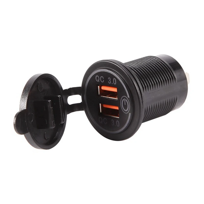 Chargeur rapide USB avec interrupteur, charge rapide, vert, bateau, moto, camion, voiturette de golf, 12V, 36W, 2 ensembles