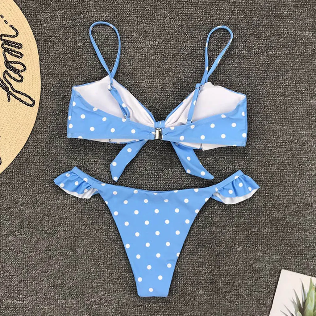 Ensemble de bikini imprimé à pois pour femmes, maillot de bain de vacances, vêtements de plage d'été, ensembles de piscine pour dames, Tankinis Mujer