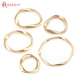 16MM 20MM 25MM 45MM 18K Gold Color Brass Twist Circle Connect Charms Pendants High Quality Jewelry Making Supplies Diy Findings