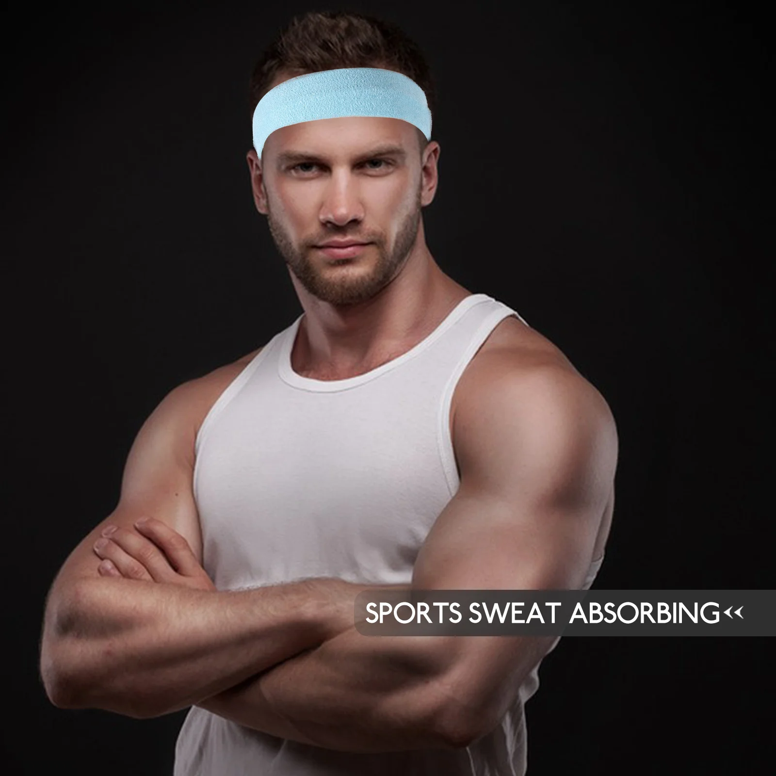 

3Pcs Sports Sweatband Headband Breathable Moisture Wicking Anti-Slip Fitness Hair Wrap Gym Yoga Sweatbands for Women Men