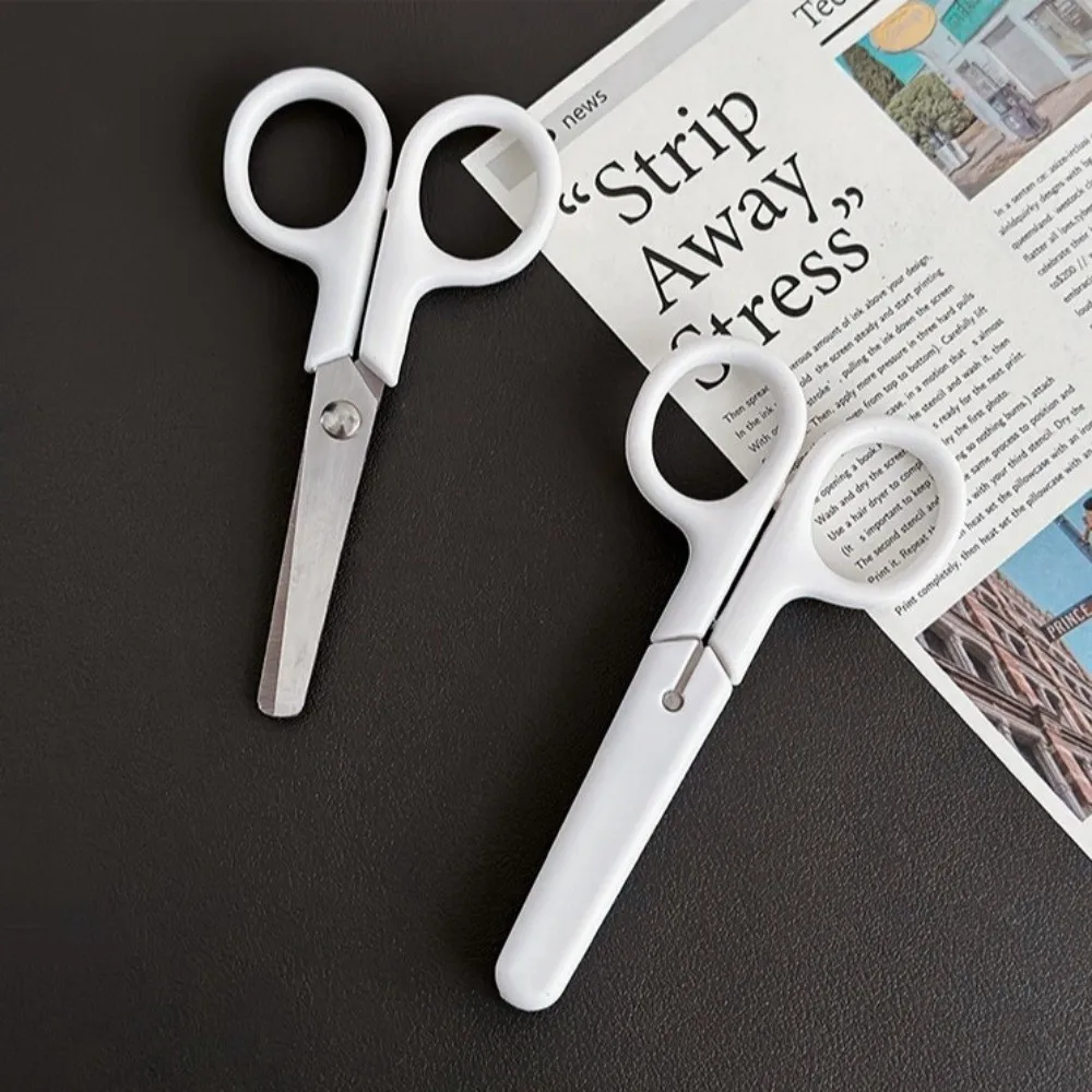 Reinweiße Schreibwarenschere, handgefertigt, mit Deckel, Kinderschere, Edelstahl, schützend geschnittenes Papierwerkzeug, Kindergarten