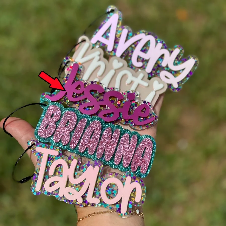 Personalized Custom Name Glitter Acrylic Keychain