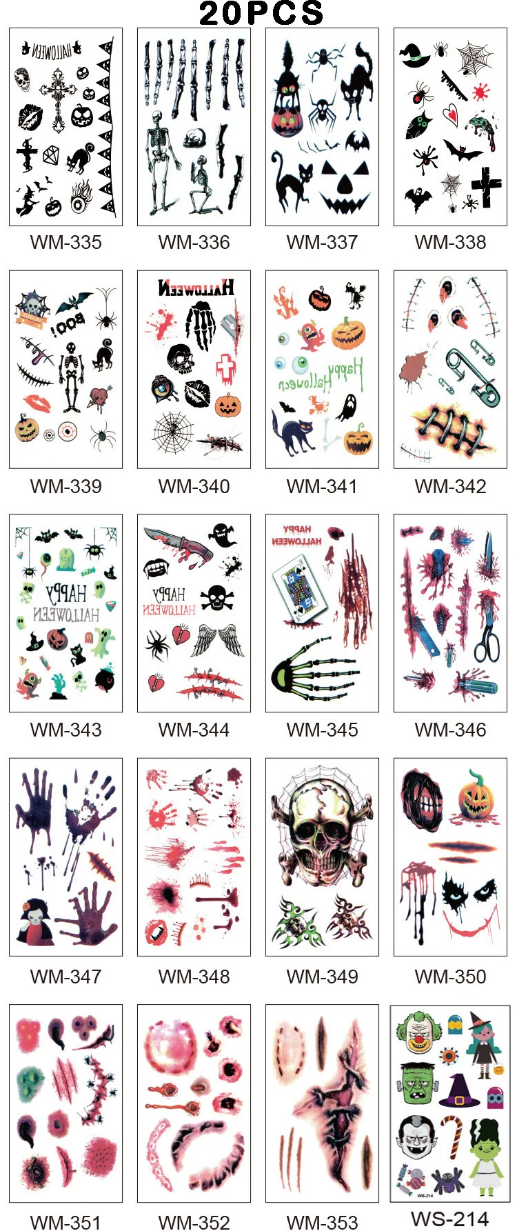 Halloween Stickers Bloody Wound Stitch Scar Skeleton Waterproof Temporary Tattoo Label Print Horror Party Decor Sticker Labels