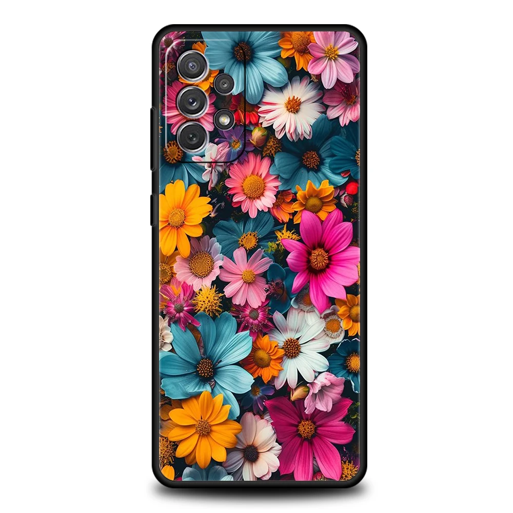 Bunte Blumen Handyhülle für Samsung Galaxy A55 A35 A15 A14 A25 A54 A51 A71 A72 A73 A32 A52 A52S A41 5G Silikonhülle Capas – Detail 5
