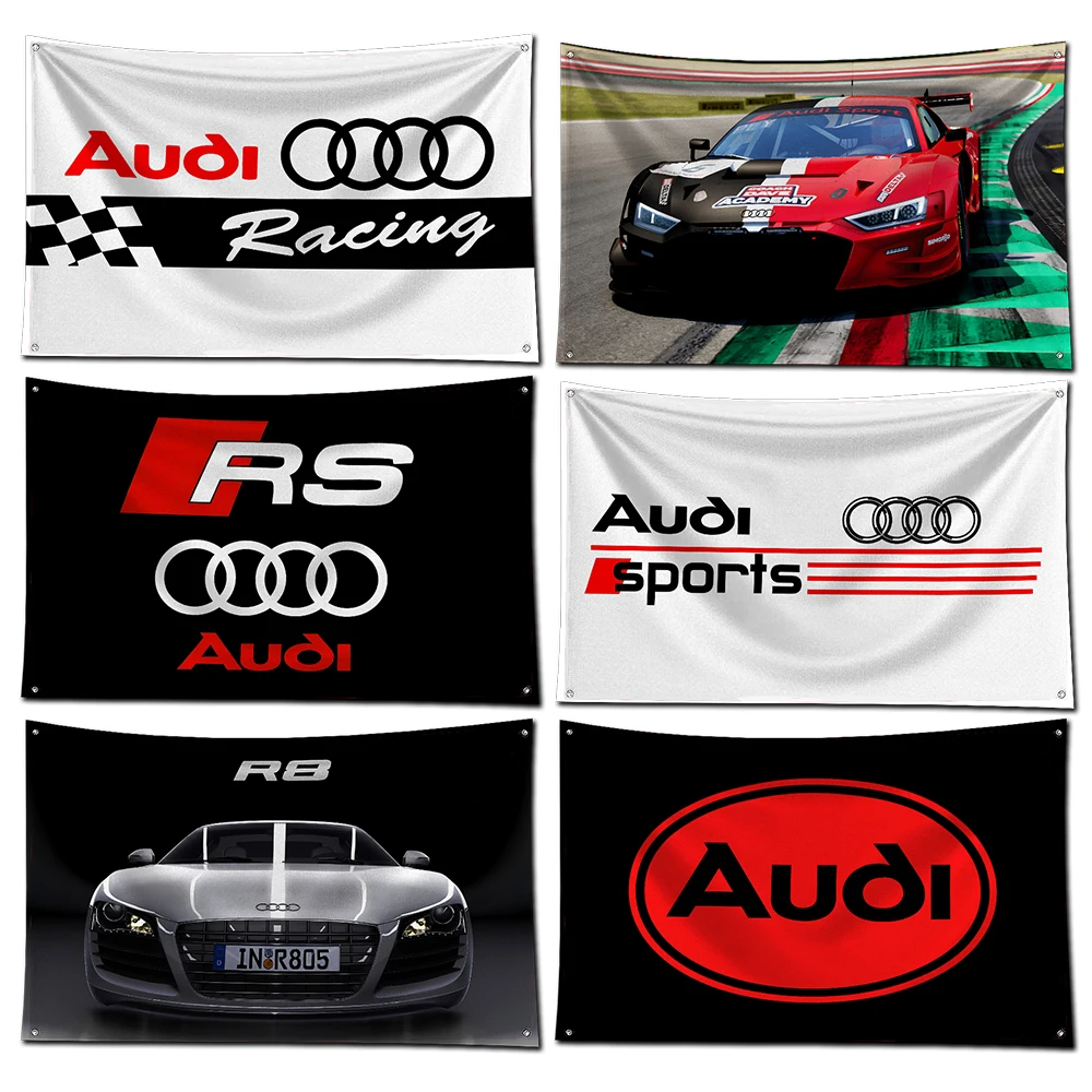 3 x 5 Fuß Nürburg-Ring RS A-Audis-Flagge, Polyester-Digitaldruck-Banner für Garage, Wandkunst, Außentür-Dekoration mit Ösen