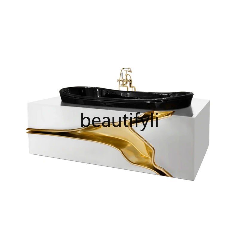 Bathtub Italian minimalist Portuguese light luxury bathroom high-end shower basin