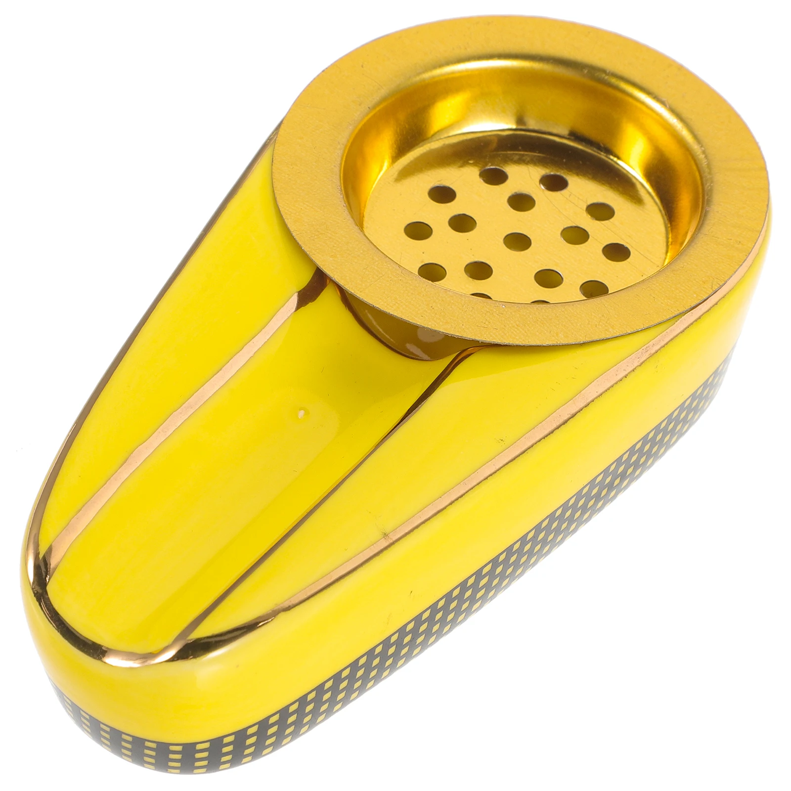 

Gold-edged Incense Single Slot Yellow Ceramic Aroma Furnace Stick Holder Plates Home Incense Burner Adorn Decor
