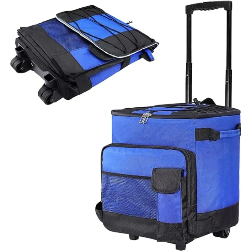 Camping Cooler Portable Insulated Cooler Bag with Wheels and Handle Ideal for Festivals Picnics Outdoor Camping Supply Accessory