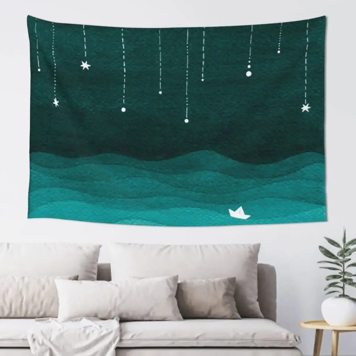 Falling stars, teal Tapestry For Bedroom Decorative Wall Murals Tapestry