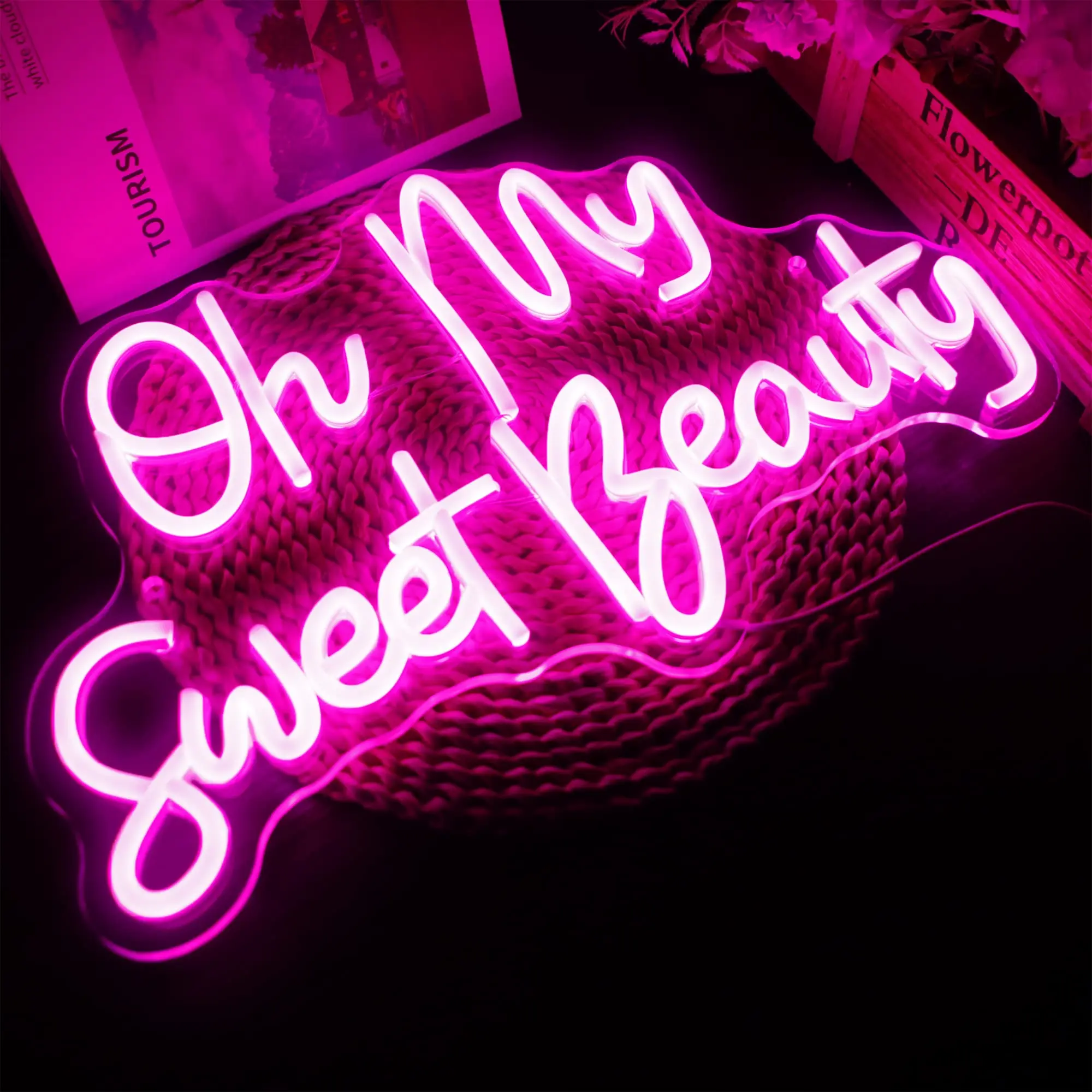 Oh My Sweet Beauty Neon Sign Handcraft Light Room Engagement Party Shop Salon Hanging Aesthetic  Wall Decoration