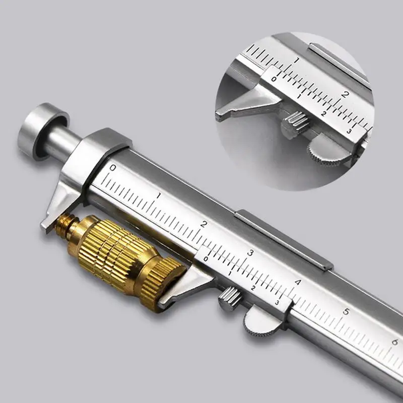 Kaliper multifungsi pena tinta Gel Caliper Vernier pena rol bola alat tulis Ball-Point0-100MMCreative penggaris alat tulis siswa