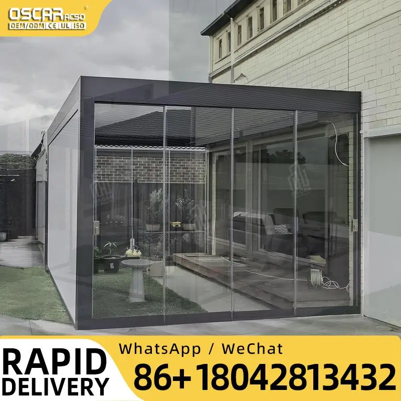 Outdoor Motorized Opening Roof 3x4 Meter Covers Designs With Fencing For Garden Patio Backyard Louver Pergola