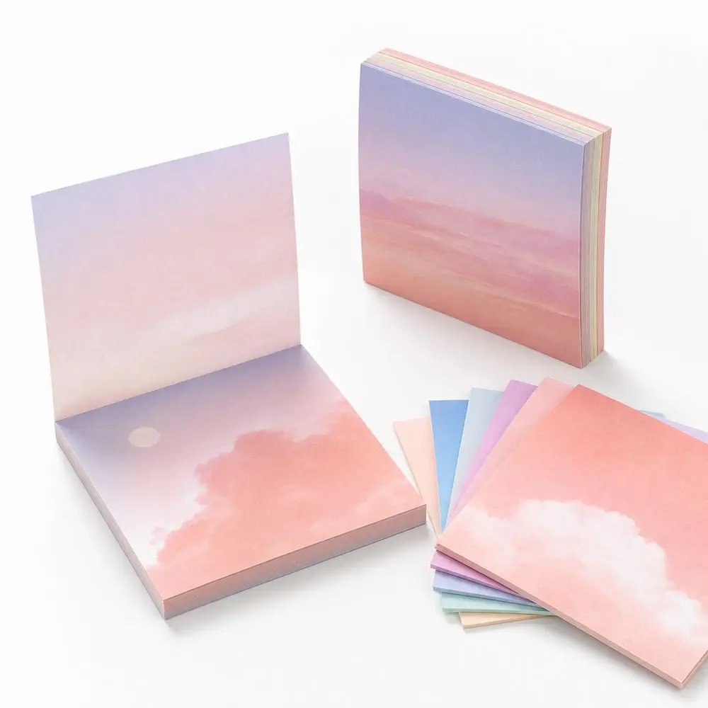 New 50 Sheets Square Sticky Notes Gradient Color Ins Style Self Sticky Note Pads Self-Adhesive Decorative Notepad Office Use