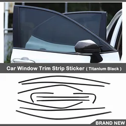 Titanium Black Car Window Trim Cover Decor Seal Strip Water Shield Weatherstrips Stainless Steel For Toyota Camry 2018-2024