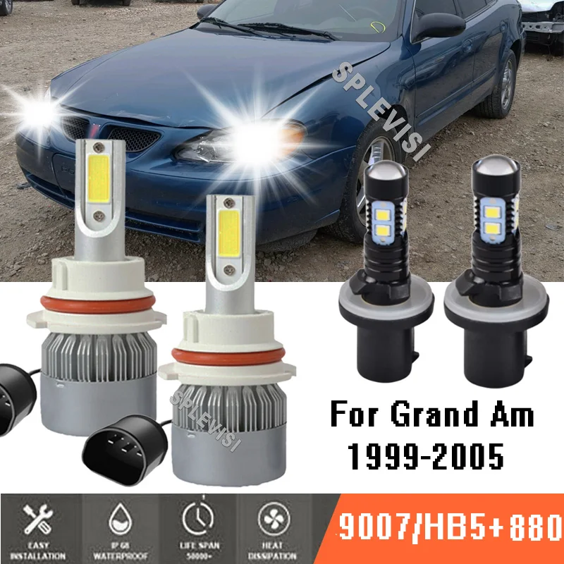 

LED White Headlight High/Low Beam Fog Light Bulbs Kit 12V For Pontiac Grand Am 1999-2005 2001 2002 2003 2004 2005