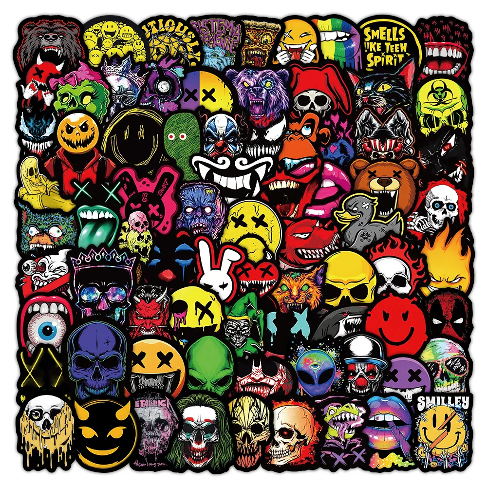 104 Sheets Spooky Funny Face Sticker Pack Cartoon Grimace Pattern Stickers for Craft Decor Peel Joy Sticker Store