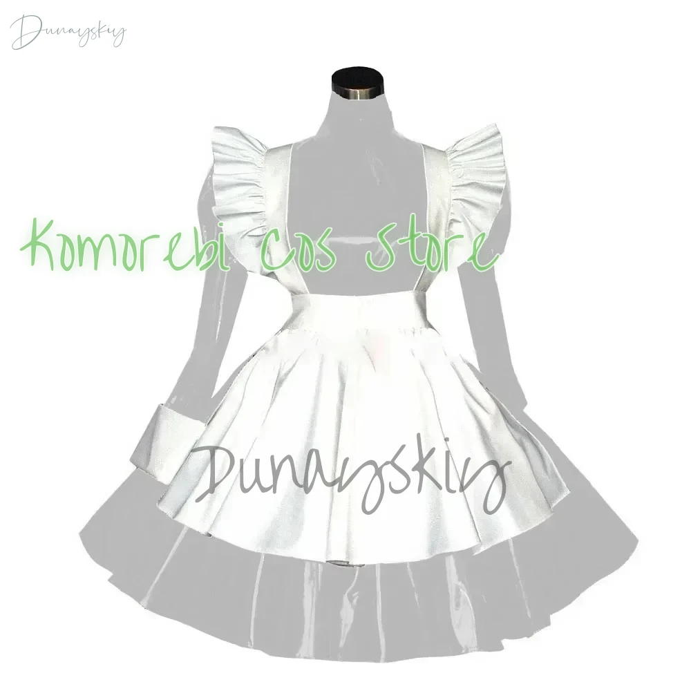 الحلو لوليتا خادمة زي المرأة مثير بولي كلوريد الفينيل الجلود الفرنسية خادمة نادلة الزي الدانتيل متابعة فستان خادمة مع أغطية الرأس كلوبوير