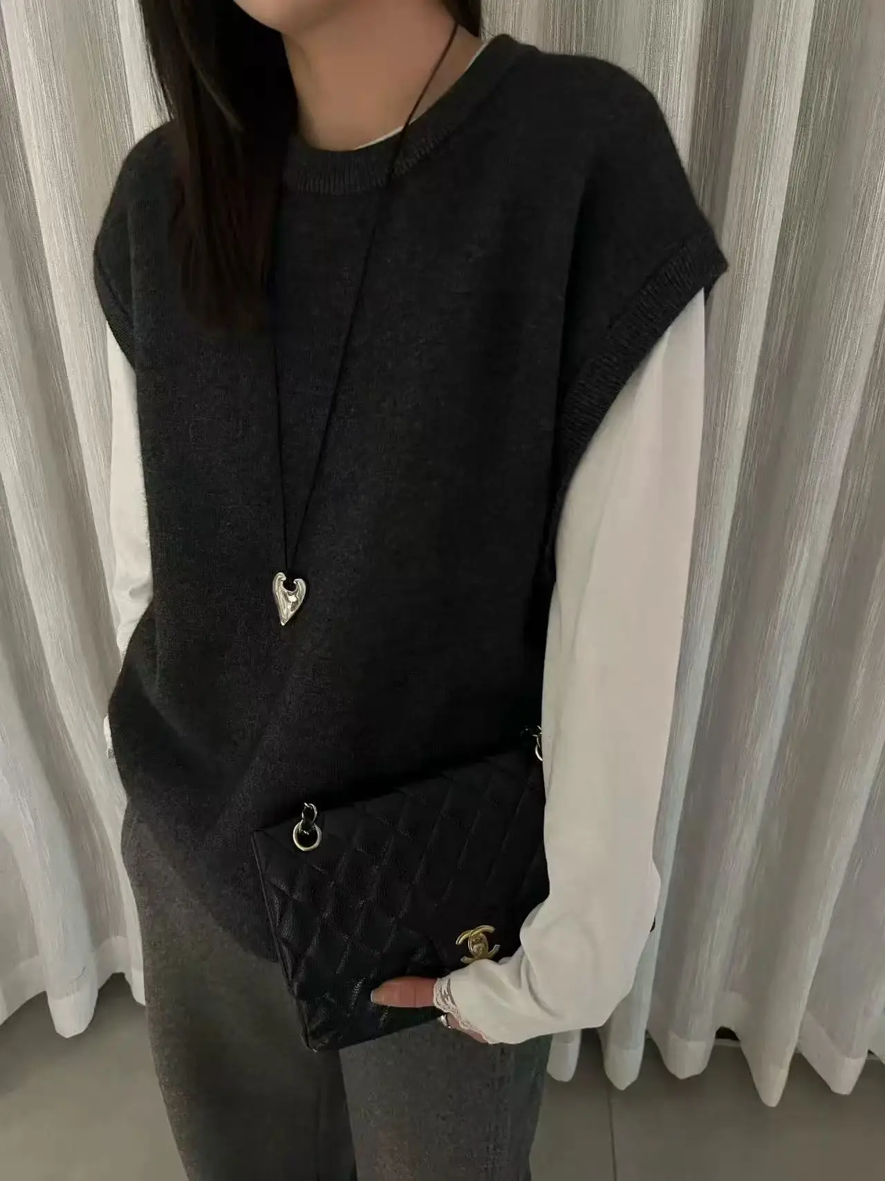 2026 autumn knitted vest women's 100% pure wool sweater European goods high-end loose stacked outerwear cashmere sweater