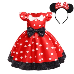 New Polka Dot Bow Sequin Little Fly Sleeve Princess Dress for Girls Christmas and Halloween Cosplay Performance Costume