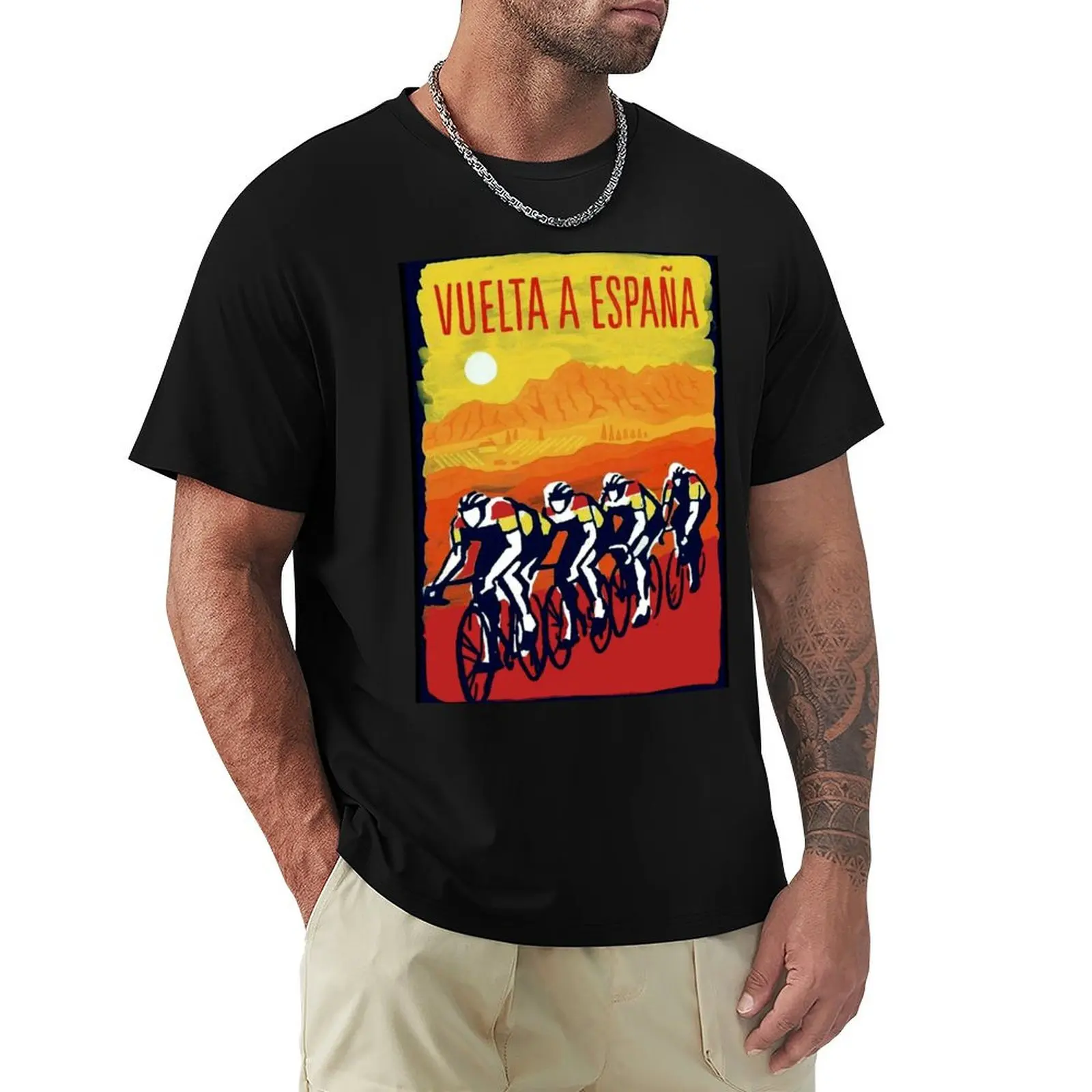 

VUELTA A ESPANA : Vintage Bicycle Racing Print T-Shirt Anime t-shirt sweat Personalized t-shirt heavy weight t shirts for men