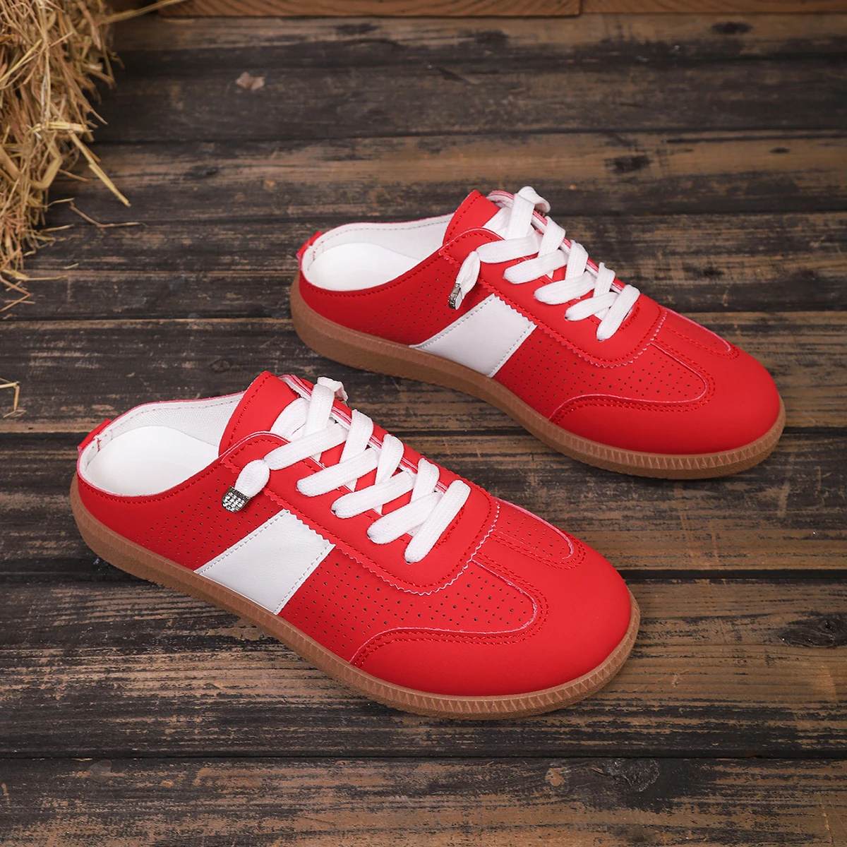 Modische neue Damen-Slipper im eleganten Schnürstil, atmungsaktive Mesh-Halbschuhe, rutschfest und bequem für Damen-Sportaktivitäten. – Detail 8