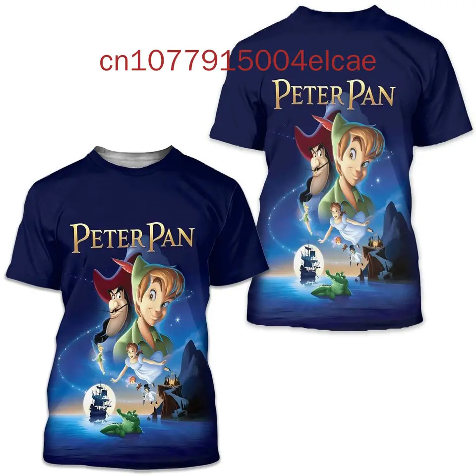 Peter Pan Disney T-Shirt 2024 New 3D Printed Men's and Women's Casual Street Round Neck T-shirt