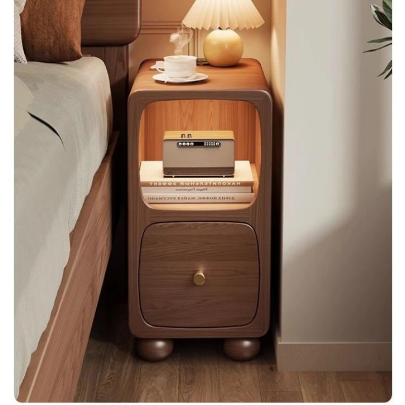 

^tHidden-Cream-Style Bedside Table Nordic Minimalist Solid Wood Storage Unit Suitable for Living Rooms and Bedrooms*