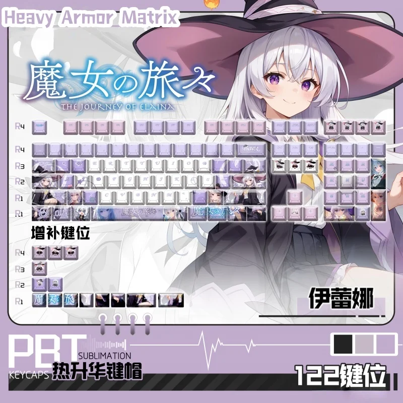 

Hot Sale Wandering Witch: The Journey Of Elaina Game Theme Keycaps 120 Key Cherry Profile Mechanical Keyboard Anime Gift Keycaps