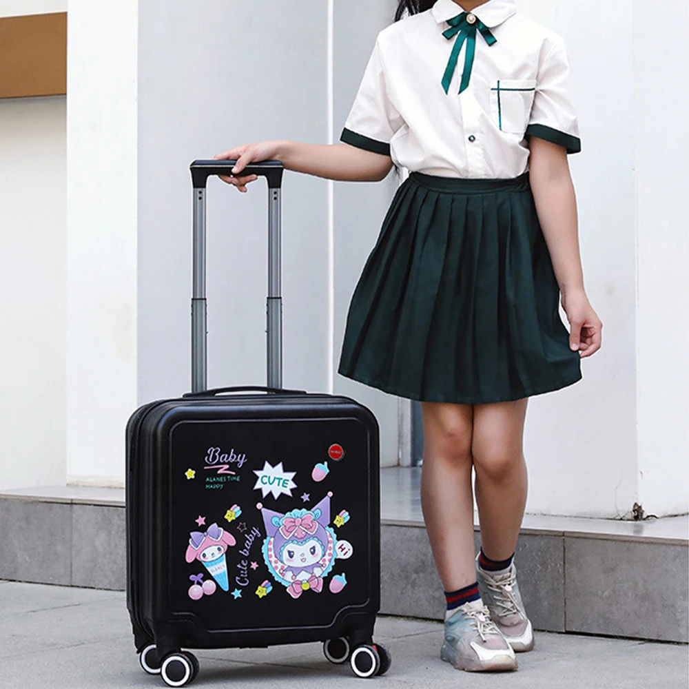 Cartoon Sanrioed Cinnamoroll Suitcase 20 Inches Trolley Case Anime Kuromi My Melody Mute Universal Wheel Student Travel Storage