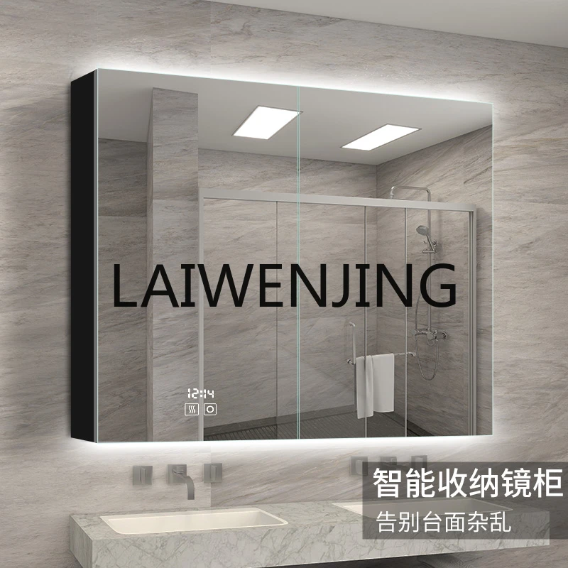 Small Apartment Storage Wall-Mounting Bathroom Anti-Fog Separate Storage Alumimum Mirror Cabinet Can Be Customized