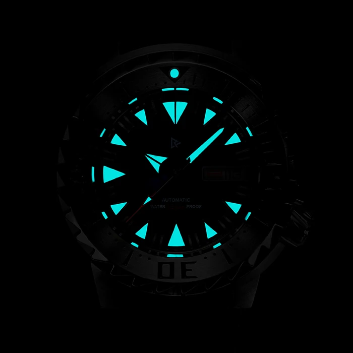 RDUNAE Mens Automatic Watches Military Diver Watch Monster Mechanical Wristwatch 150M Waterproof C3 Luminous NH36 Sapphire Black