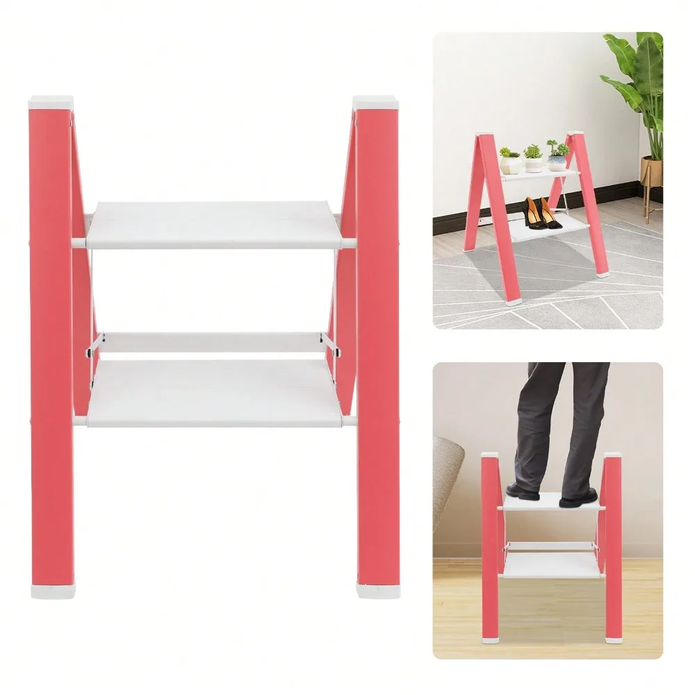 

2 Step Ladder, 2 Step Folding Stool, Folding Step Stool For Kitchens, Bedrooms, Closets, Libraries, Classrooms, Garages, A