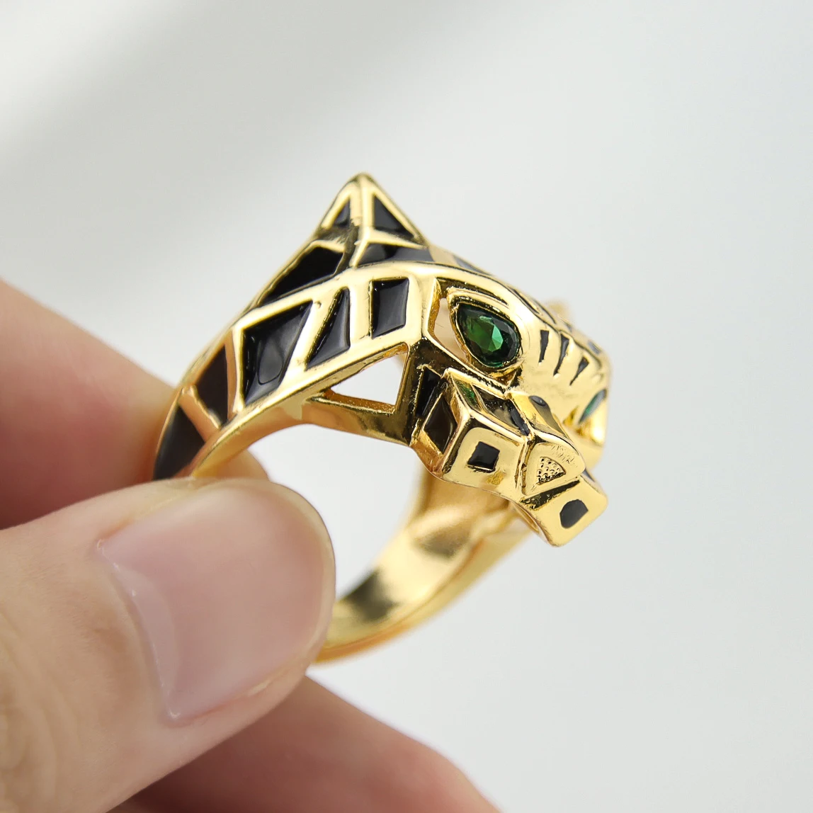 Leopard Gold Color Rings 18k Gold Plated Turkish Punk Hip Hop Finger Ring Middle East Arab Womens Mens Fashion Vintage Jewelry