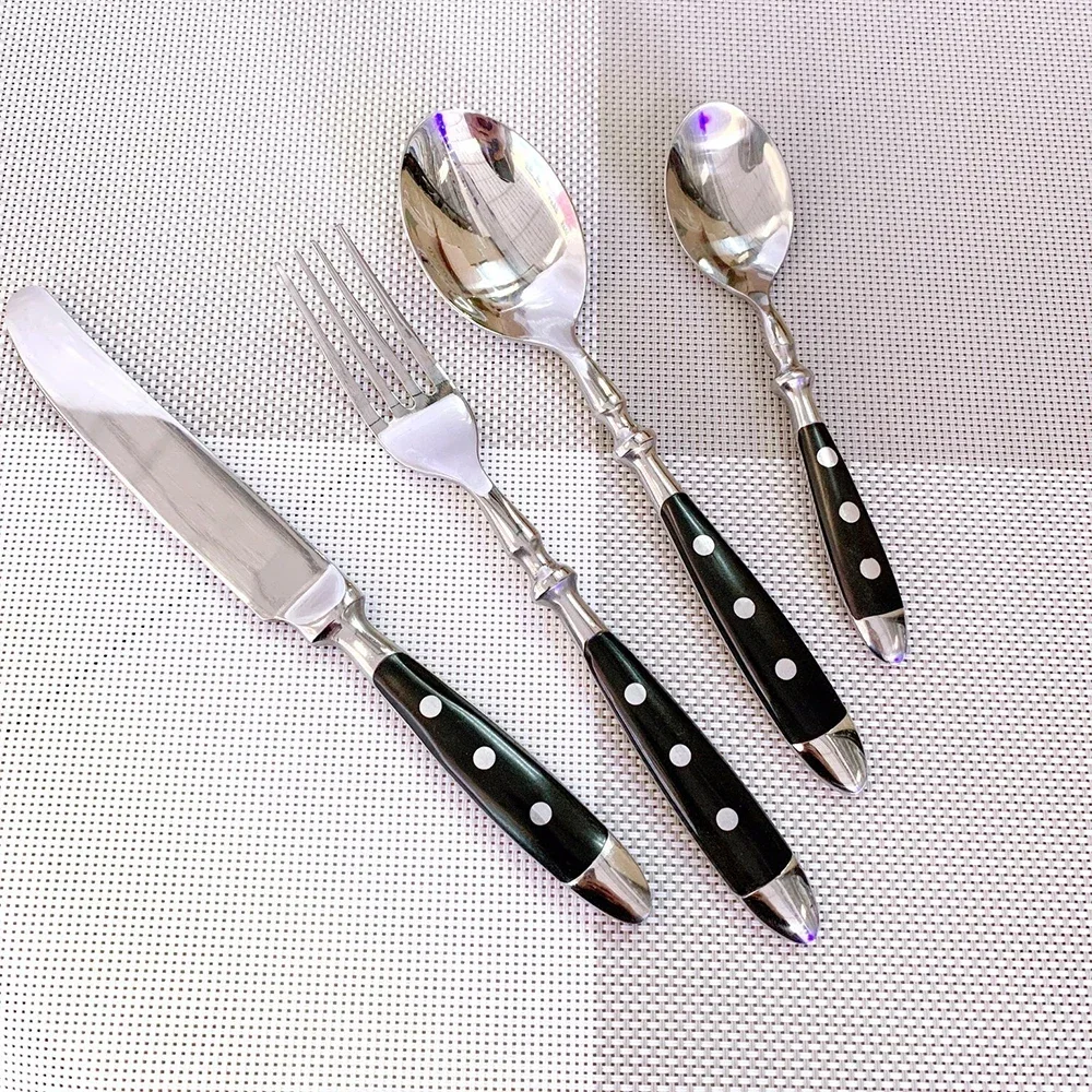 Steel Western Food Tableware Set Three Nails Knife, Fork and Spoon Practical Bakelite Black Handle Stainless  Knife