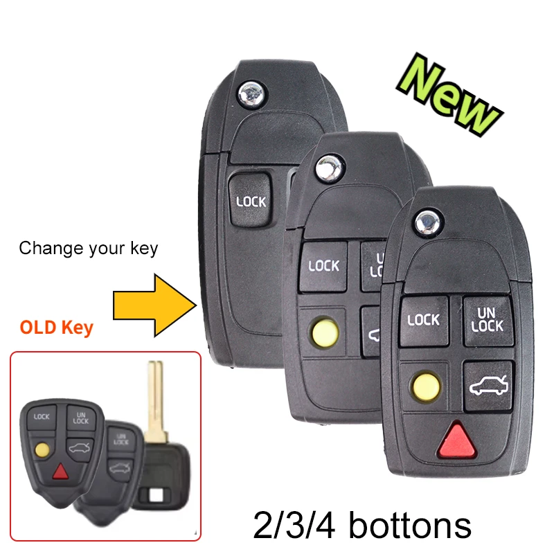 

Change Upgrade Car Key Fob Case Shell Housing for Volvo S60 S80 V70 XC70 XC90 V50 C30 for Old Car Key Same As Picture