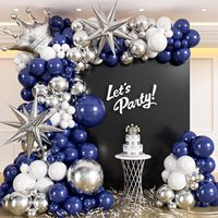 133Pcs Navy Blue and Silver Balloon Garland Arch Kit with Starburst-balloons for Graduation Wedding Anniversary Birthday Decor