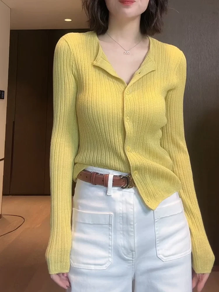 

Желтый облегающий трикотажный топ для женщин больших размеров, повседневный, модный, осенний, новый поступление, подчеркивающий фигуру, белый