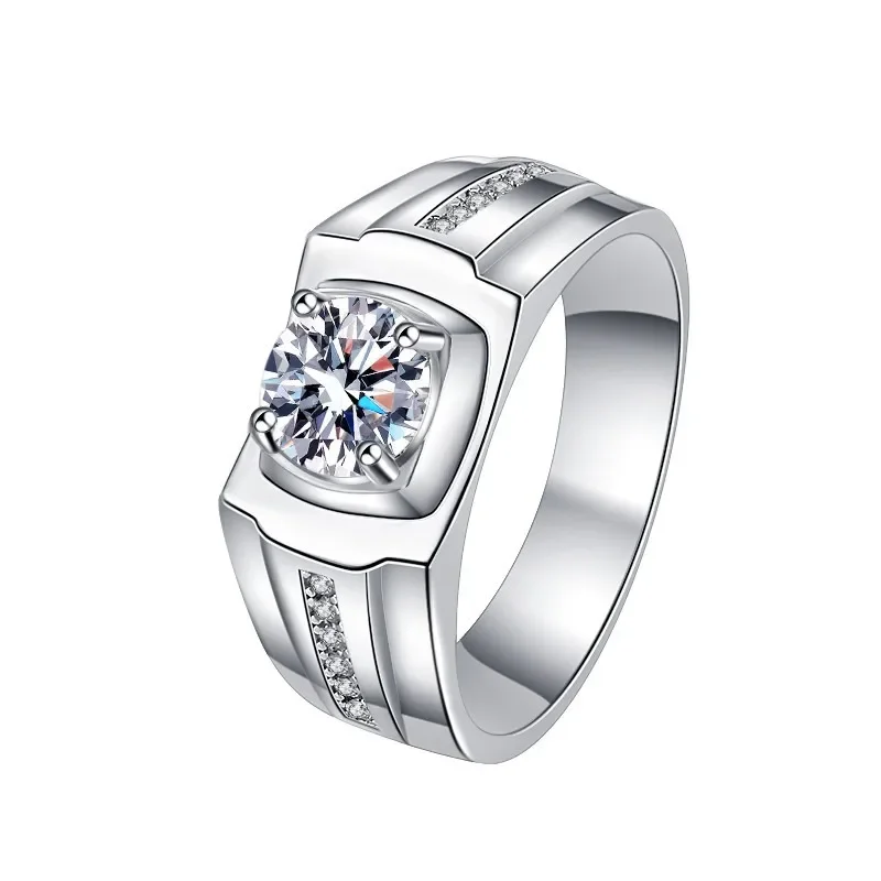 

HOT SALE moissanite ring with solid gold plating and 1 carat precision version, made of pure silver S925 for men, wedding
