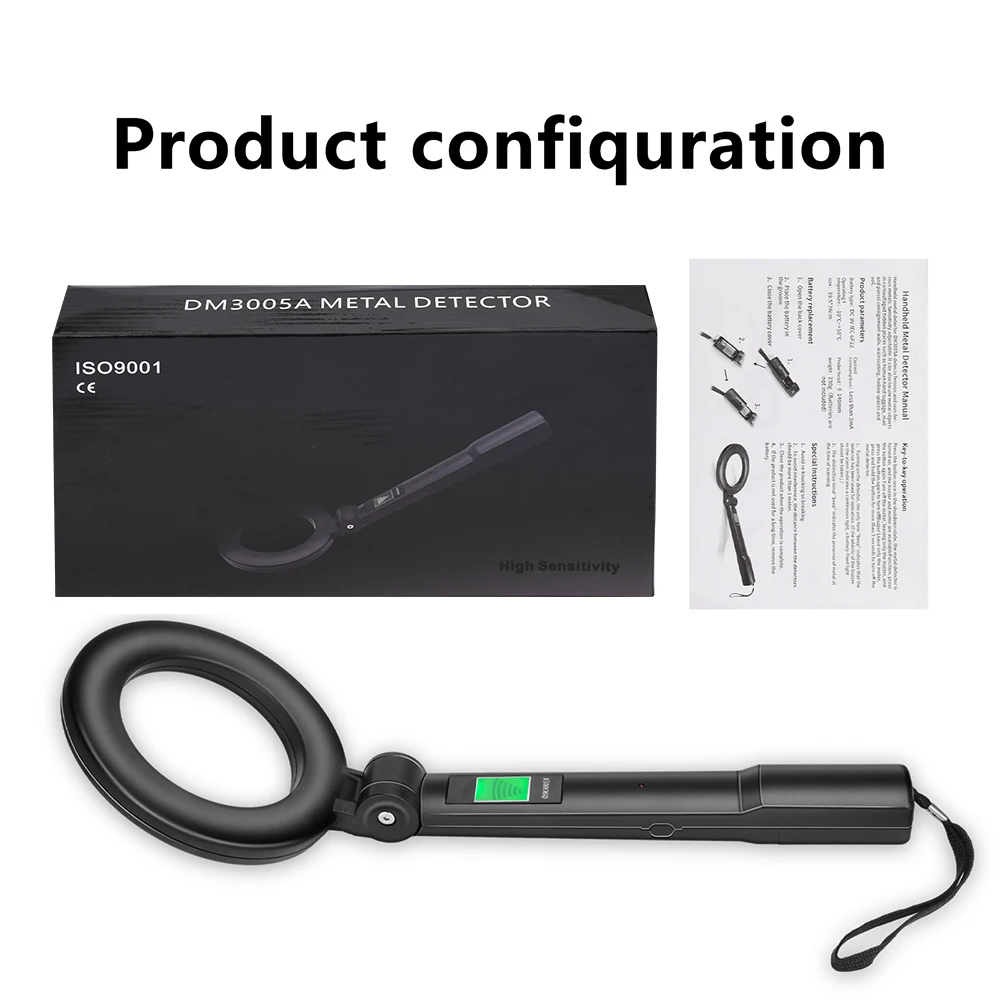 DM3005A Portable Metal Detector Foldable Handheld Metal Detector Beeping Vibration Warning High Sensitivity Scanning Instrument